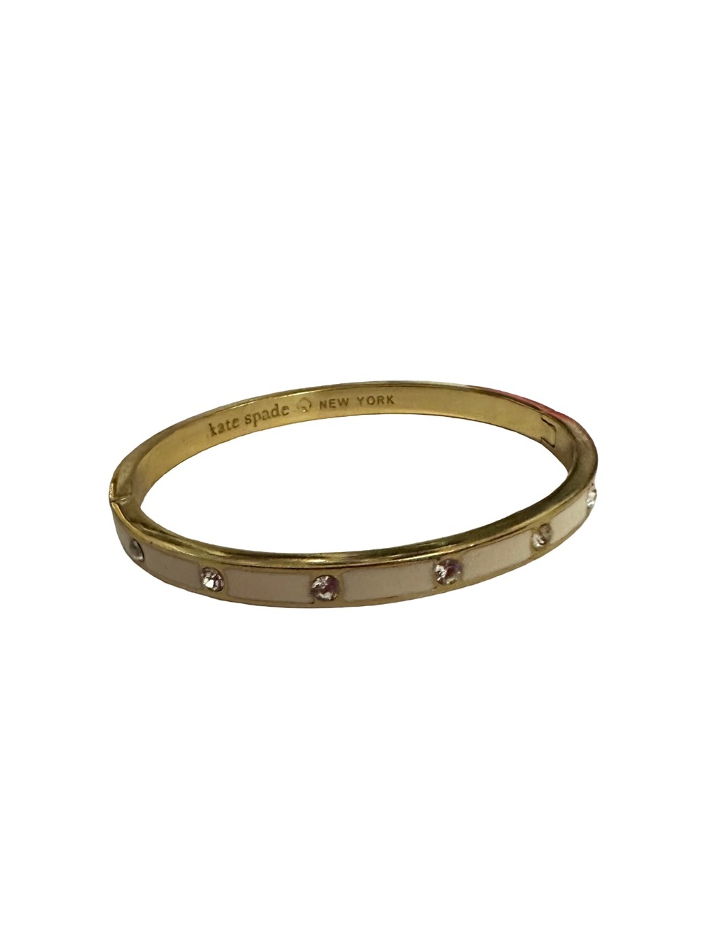 kate spade Gold and Ivory Crystal-Accent Bangle Bracelet